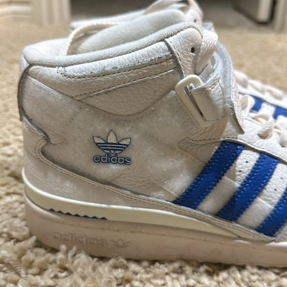 Adidas Forum Blue White Velcro Top High Top Men’s Tennis Shoes
